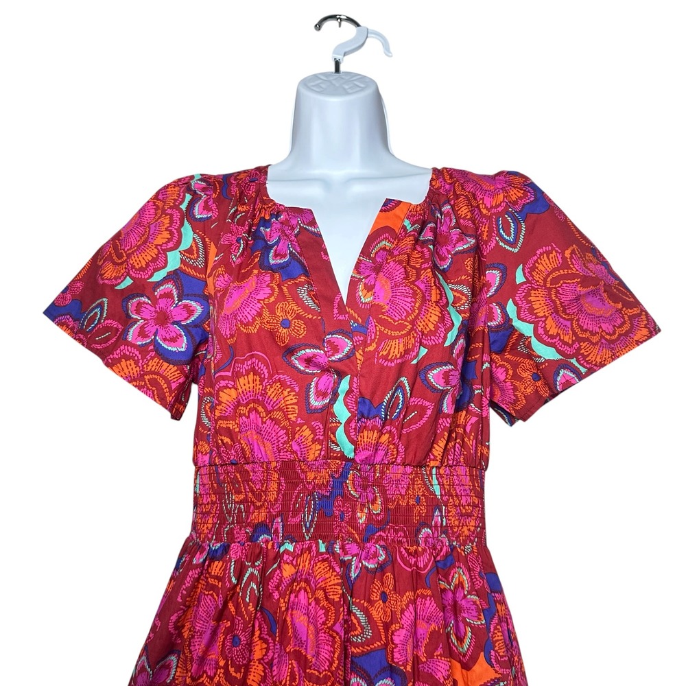 Baltic Born Palmer Tiered Floral Maxi Dress Size M Cotton Smocked Boho Pockets - Picture 5 of 12